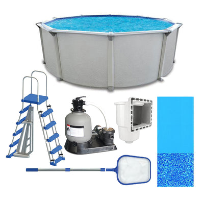 Aquarian Fuzion 24' x 52" Above Ground Swimming Pool w/Pump, Ladder & Supplies