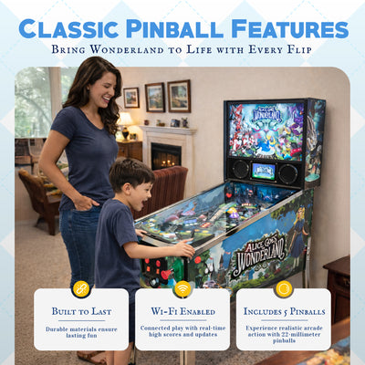 Wonderland Amusements Alice Goes to Wonderland Pinball Machine with LED Lighting - VMInnovations