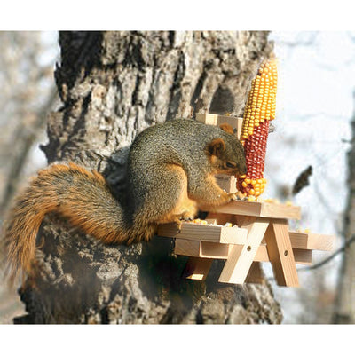 Woodlink Wooden Mini Picnic Table 1 Corn Cob Squirrel Feeding Station (2 Pack)