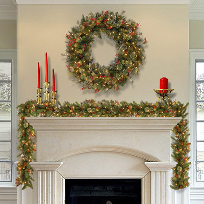 National Tree Company 48 Inch Wintry Pine Holiday Wreath with Lights and Decor