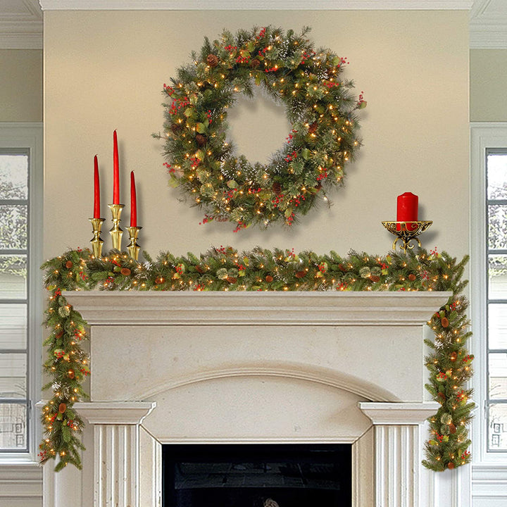 National Tree Company 48" Wintry Pine Holiday Wreath with Lights & Decor (Used)