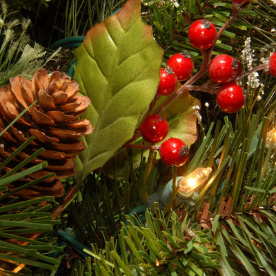 National Tree Company 48 Inch Wintry Pine Holiday Wreath with Lights and Decor