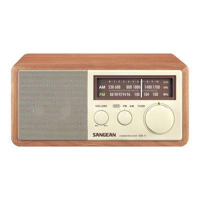 Sangean AM FM AUX Input Wooden Cabinet Table Top Radio with 3" Speaker(Open Box)