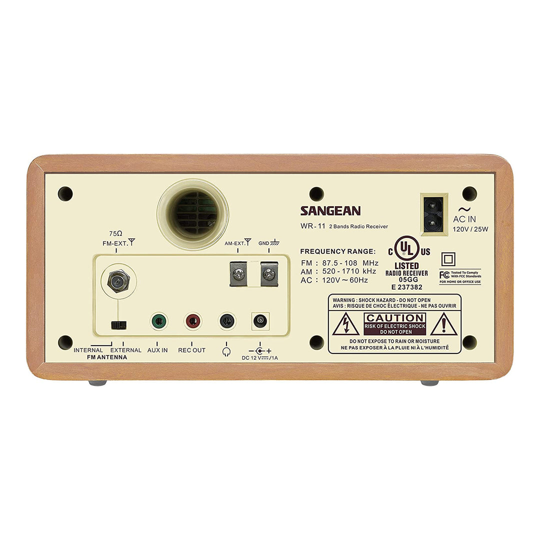 Sangean AM FM AUX Input Wooden Cabinet Table Top Radio with 3" Speaker(Open Box)