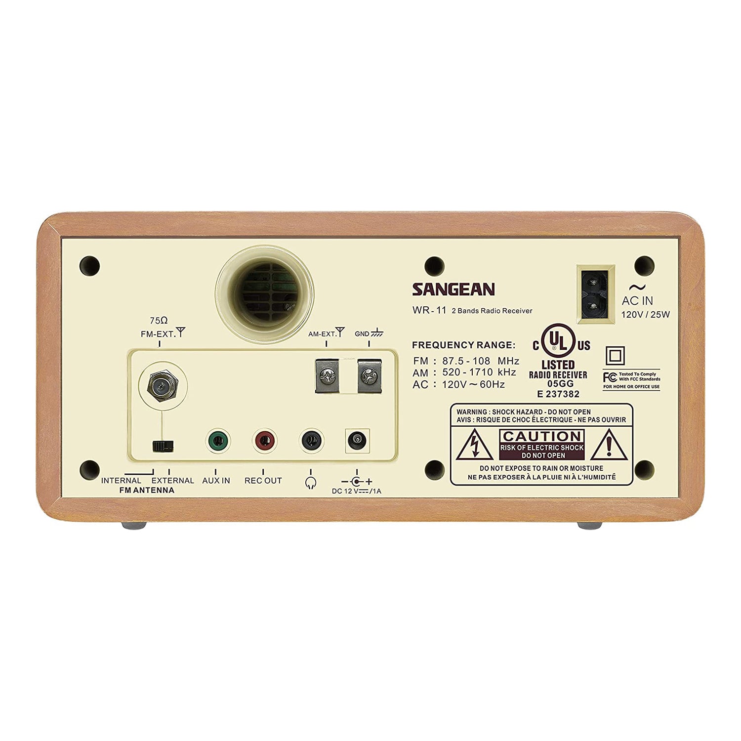 Sangean AM FM AUX Input Wooden Cabinet Table Top Radio with 3" Speaker(Open Box) - VMInnovations