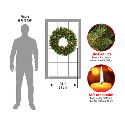 National Tree Company 24" Artificial Frosted Berry Wreath Decoration (Open Box) - VMInnovations