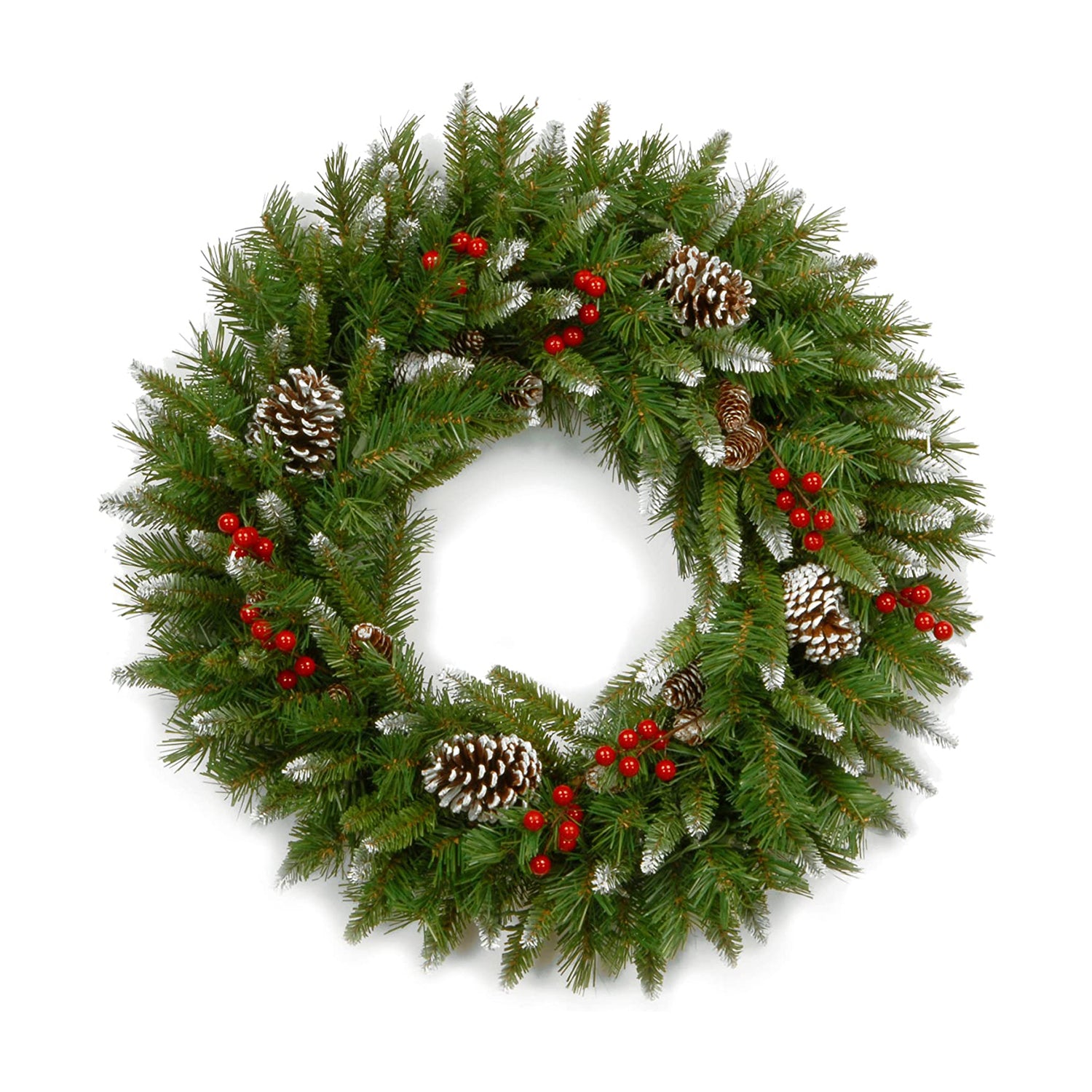National Tree Company 24" Artificial Frosted Berry Wreath Decoration (Open Box) - VMInnovations