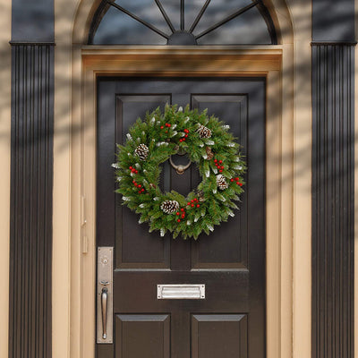 National Tree Company 24" Artificial Frosted Berry Wreath Decoration (Open Box) - VMInnovations