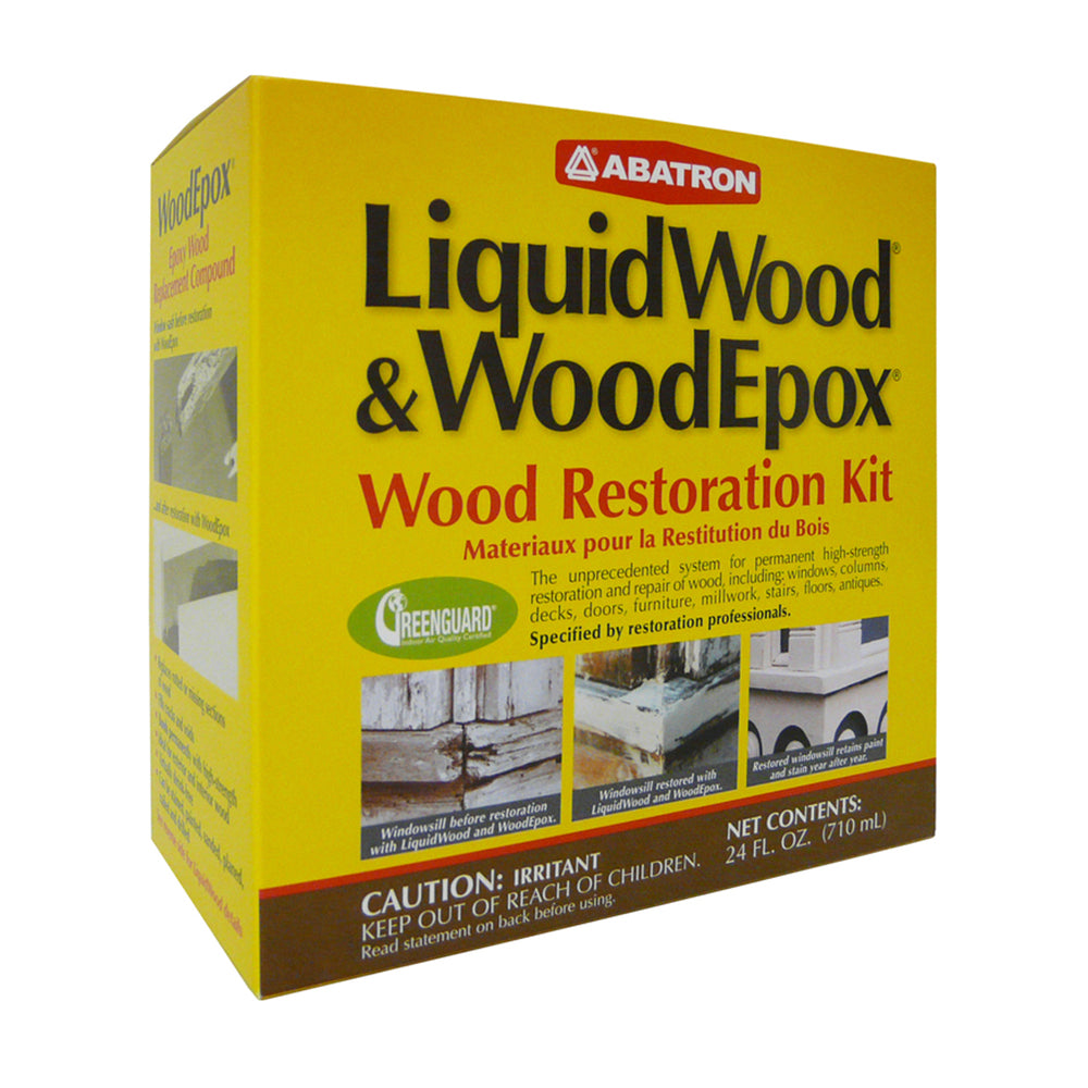 Abatron 24 Oz LiquidWood WoodEpox Epoxy Resin Glue Compound Wood Restoration Kit - VMInnovations