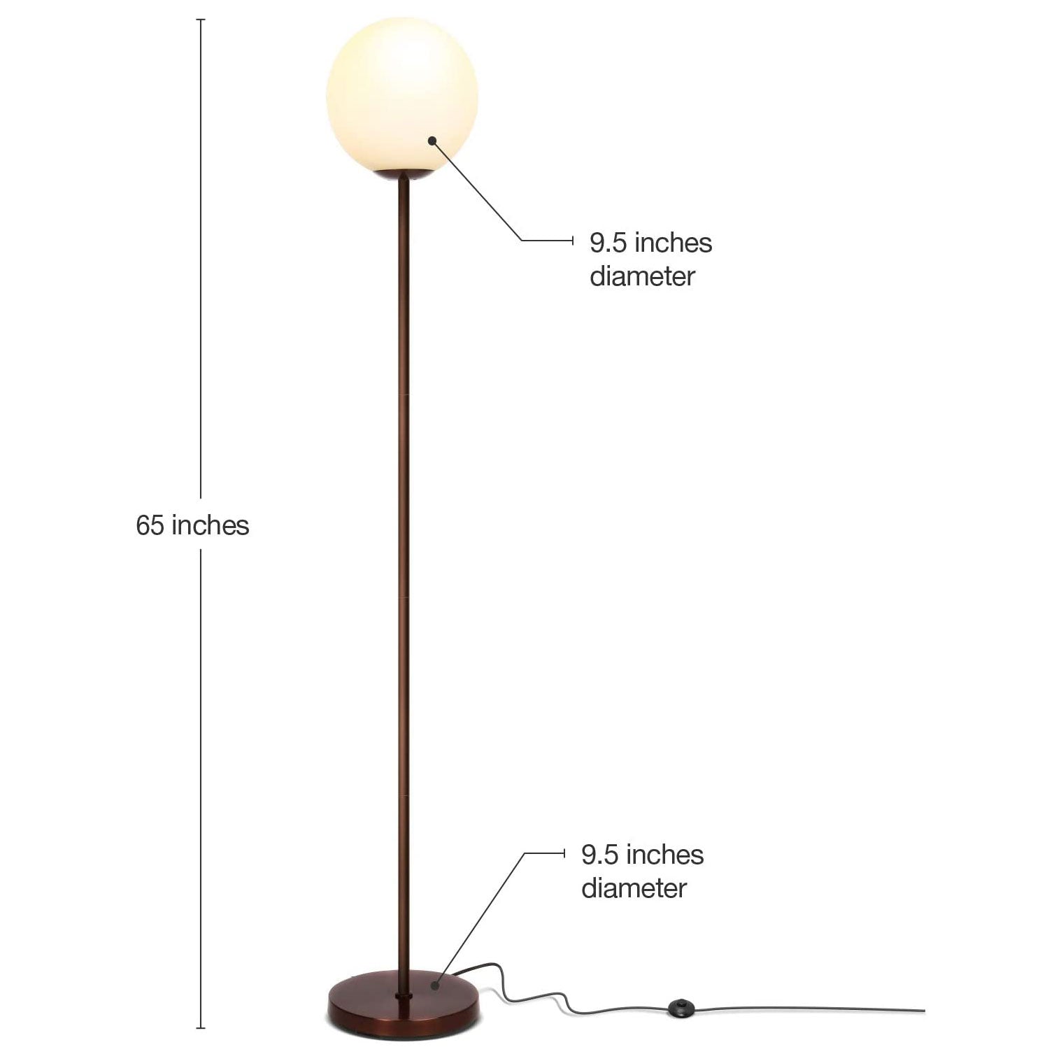 Brightech Luna LED Glass Globe Bright Light Standing Floor Lamp (Open Box)