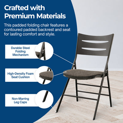 MECO Sudden Comfort Destiny 3 Slat Back Padded Folding Chair, Cinnabar(Set of 4) - VMInnovations