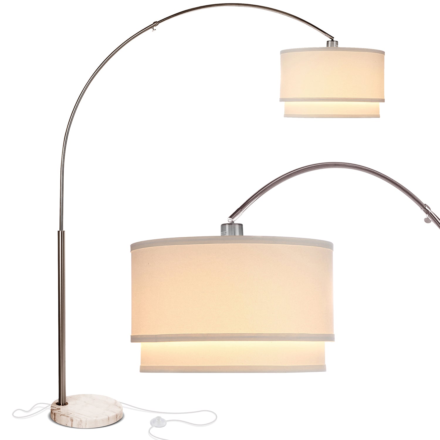 Brightech Arc Floor Lamp with Hanging Drum Shade & LED Light Bulb (Open Box) - VMInnovations