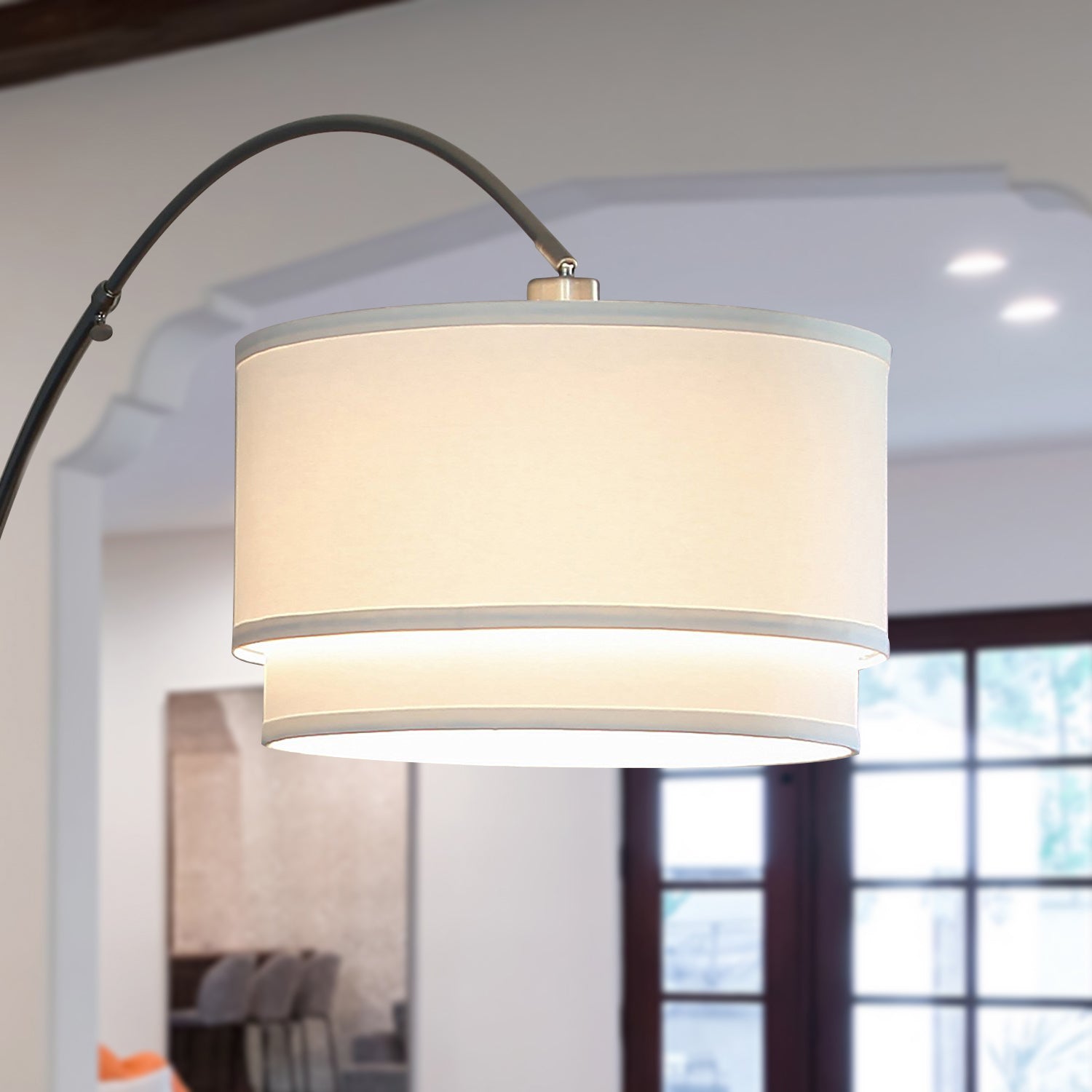 Brightech Arc Floor Lamp with Hanging Drum Shade & LED Light Bulb (Open Box) - VMInnovations