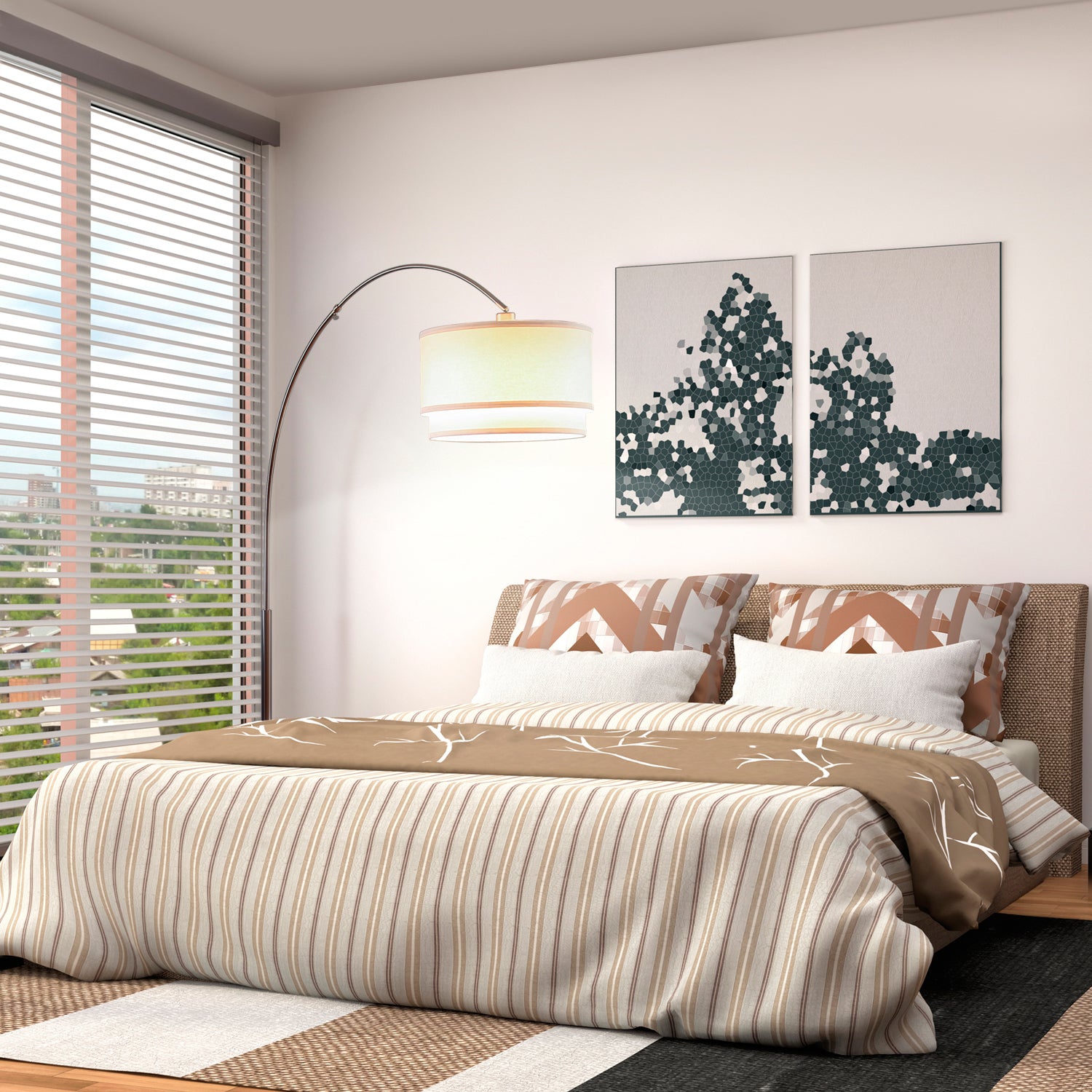 Brightech Arc Floor Lamp with Hanging Drum Shade & LED Light Bulb (Open Box) - VMInnovations