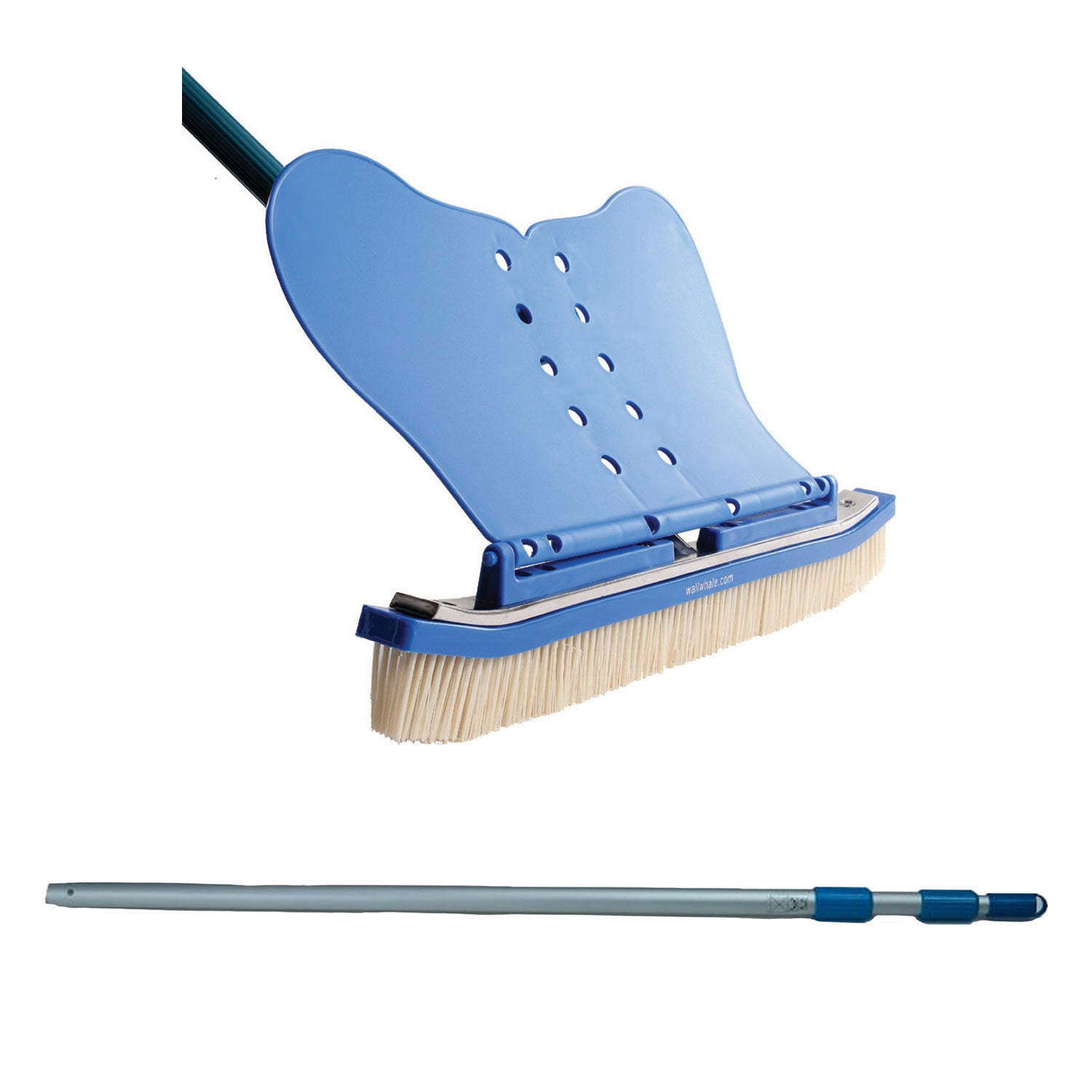 Wall Whale Classic 18 Inch Pool Wall Cleaning Brush + 94 Inch Telescoping Pole