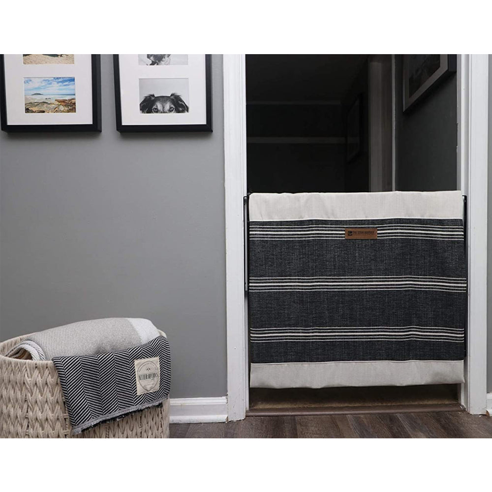 The Stair Barrier 27 to 42.5 Inch Wall to Wall Single Panel Swing Gate, Snow - VMInnovations