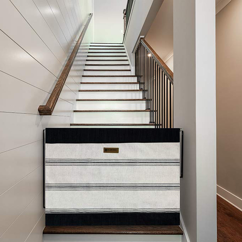 The Stair Barrier 27 to 42.5 Inch Wall to Wall Single Panel Swing Gate, Snow - VMInnovations