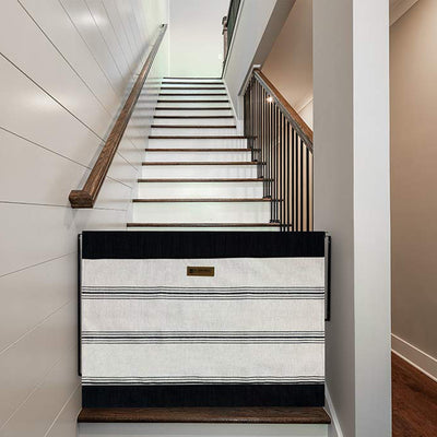 The Stair Barrier 27 to 42.5 Inch Wall to Wall Single Panel Swing Gate, Snow - VMInnovations