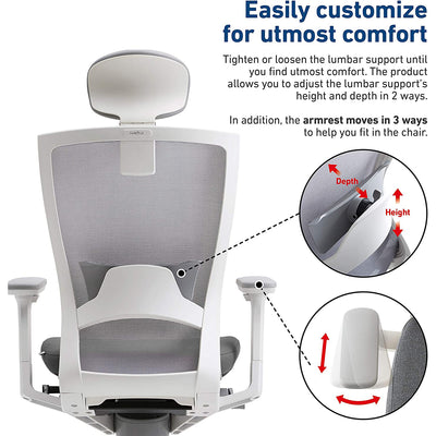 SIDIZ T50 Adjustable Ergonomic Office Desk Chair w/ Lumbar Support, Fabric Grey