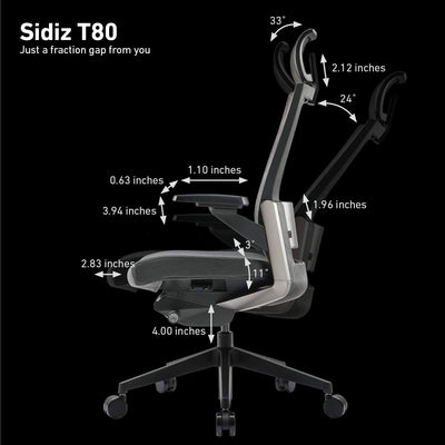 SIDIZ T80 Adjustable Ergonomic Office Desk Chair with Lumbar Support, Dark Grey - VMInnovations