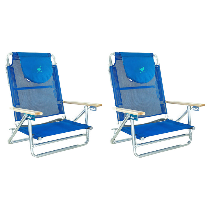 Ostrich SBSC-1016B South Adult Beach Lake Sand Lounging Chair, Blue (2 Pack)