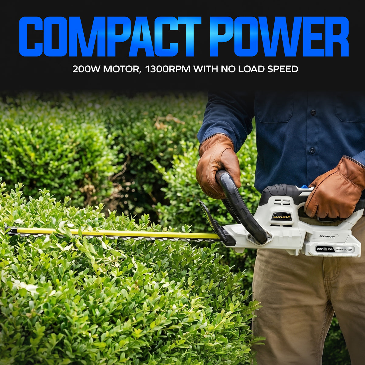 Sun Joe 20-Volt ECOSHARP Cordless X20 22" Electric Hedge Trimmer, X20-HEDGE-2A
