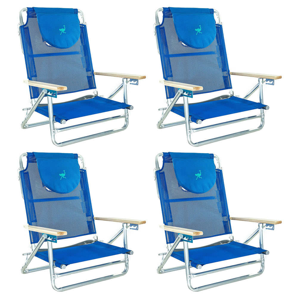 Ostrich SBSC-1016B South Adult Beach Lake Sand Lounging Chair, Blue (4 Pack) - VMInnovations