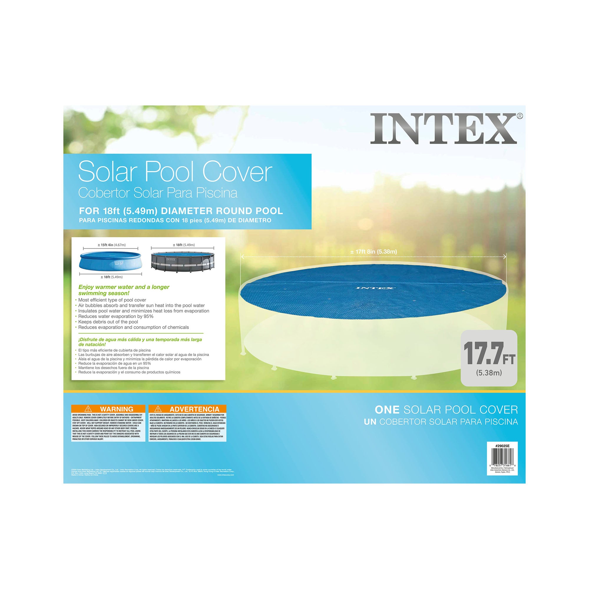 Intex 18 Ft Round Easy Set Blue Solar Cover for Pools, Pool Cover Only (Used) - VMInnovations