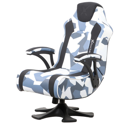 X Rocker Pedestal Gaming Chair w/ Padded Armrests, Gray & Black Camo