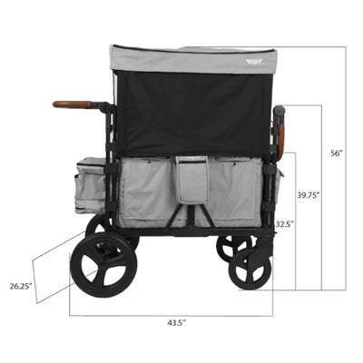 Keenz XC Luxury Comfort Push Pull Toddler Wheeled Stroller Wagon w/Canopy, Smoke - VMInnovations