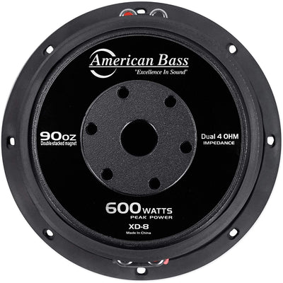 American Bass XD 844 8 Inch Dual 600 Watt Subwoofer Speaker with Enclosure Box - VMInnovations