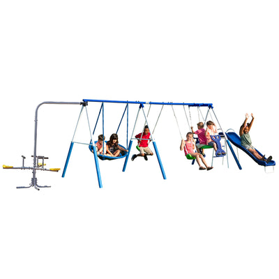 XDP Recreation All Star Playground Outdoor Swing Set and Triple Fun Go Round