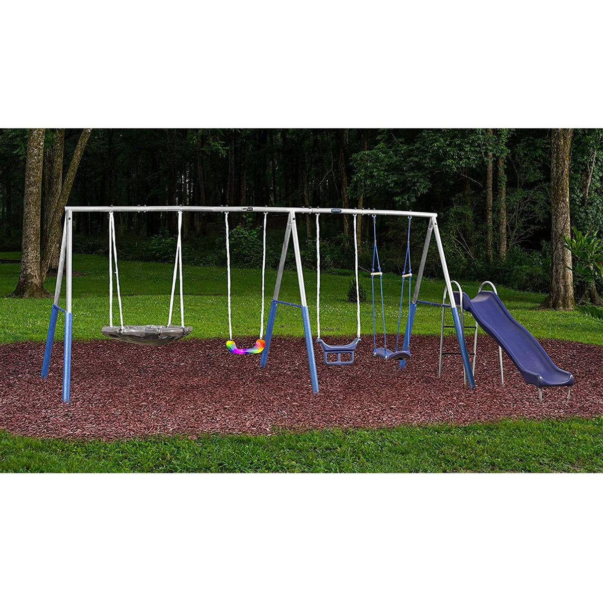 XDP Recreation G Series Surf N Swingin Plus Swing Set w/ LED Rainbow Swing, Blue