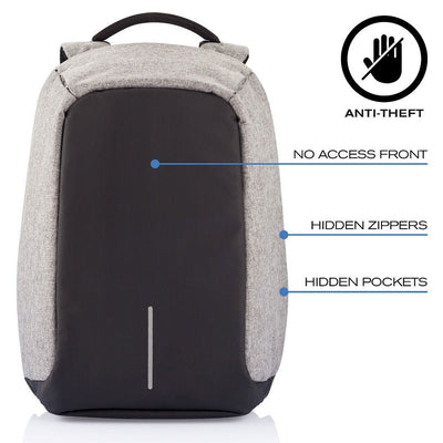 XD Design Bobby XL Anti Theft Travel Laptop Case Backpack with USB Port, Grey