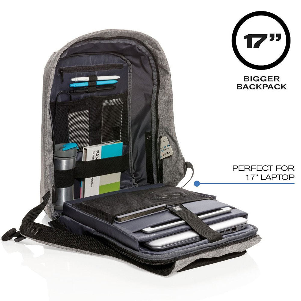 XD Design Bobby XL Anti Theft Travel Laptop Case Backpack with USB Port, Grey