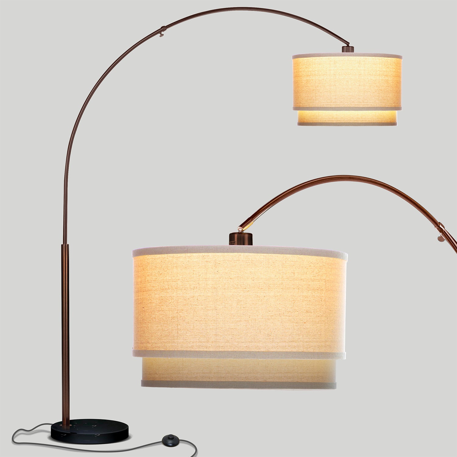 Brightech Mason Arc Floor Lamp with Shade & LED Light Bulb, Bronze (For Parts)