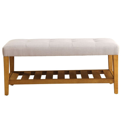 ACME Charla Wooden Frame Slatted Lower Shelf Bench, Light Gray Oak (For Parts)