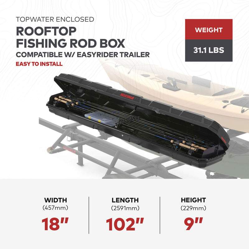 Yakima TopWater Enclosed Rooftop Fishing Rod Box Compatible w/ EasyRider Trailer