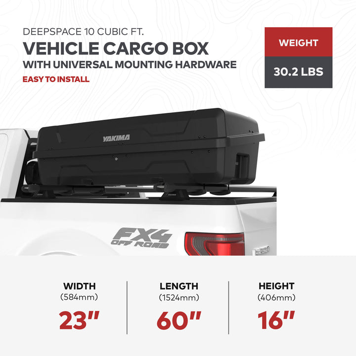 Yakima 10, 10 cu ft Vehicle Cargo Box with Universal Mounting Hardware(Open Box)