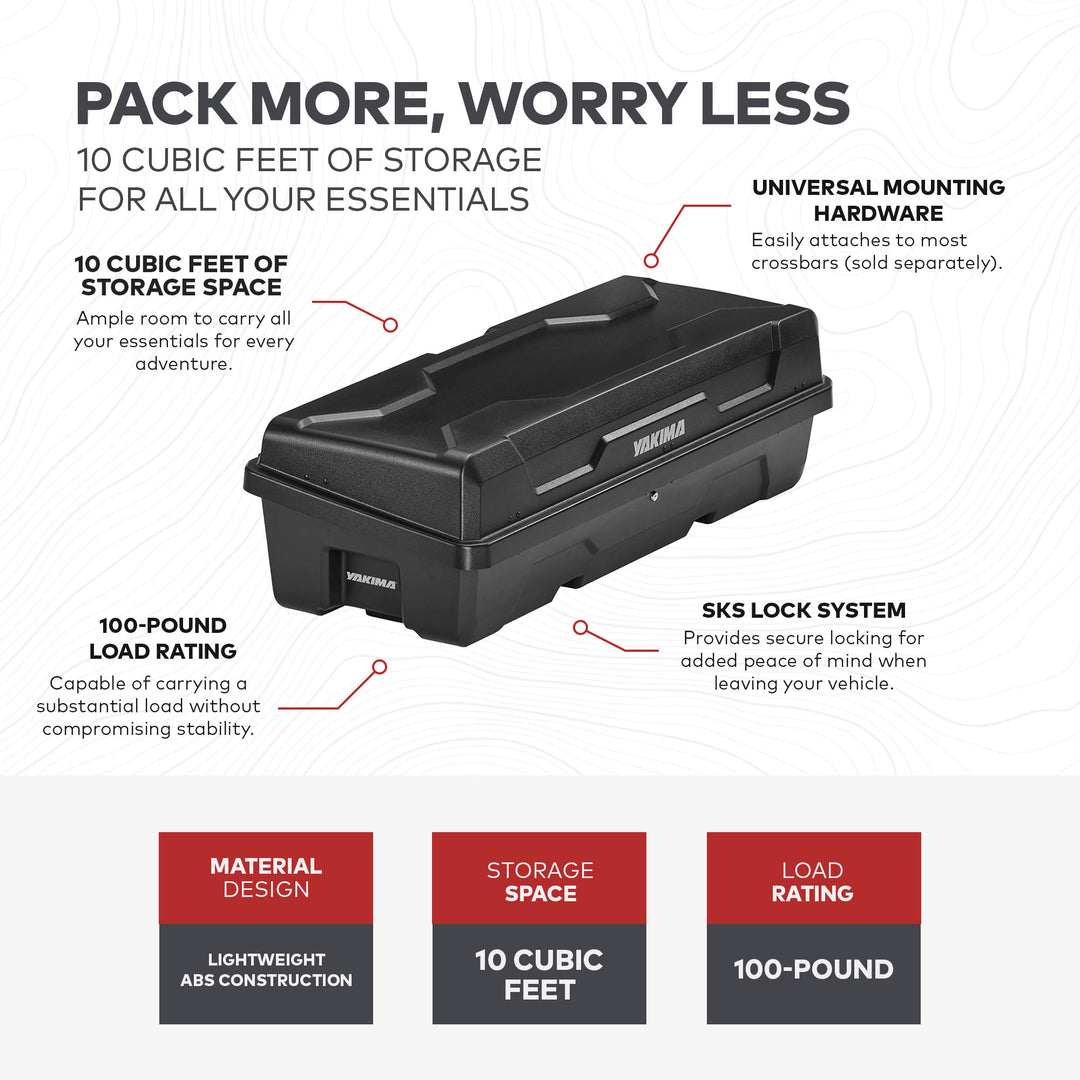 Yakima 10, 10 cu ft Vehicle Cargo Box with Universal Mounting Hardware(Open Box)