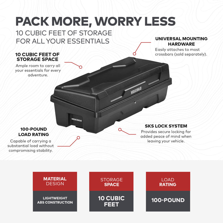 Yakima 10, 10 cu ft Vehicle Cargo Box with Universal Mounting Hardware(Open Box)