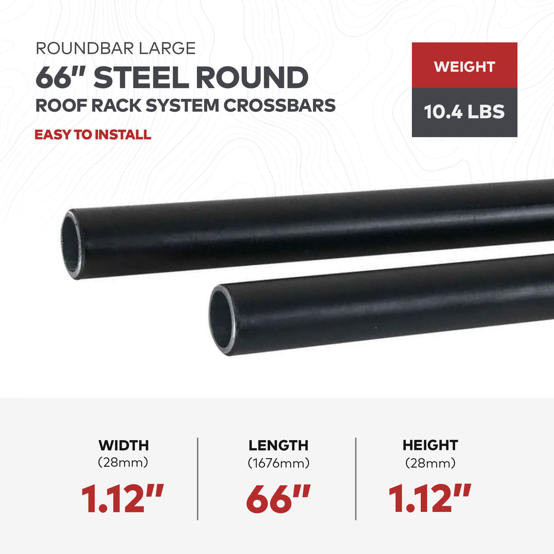 Yakima RoundBar Large 66” Steel Roof Rack System Crossbars, Set of 2 (Open Box)