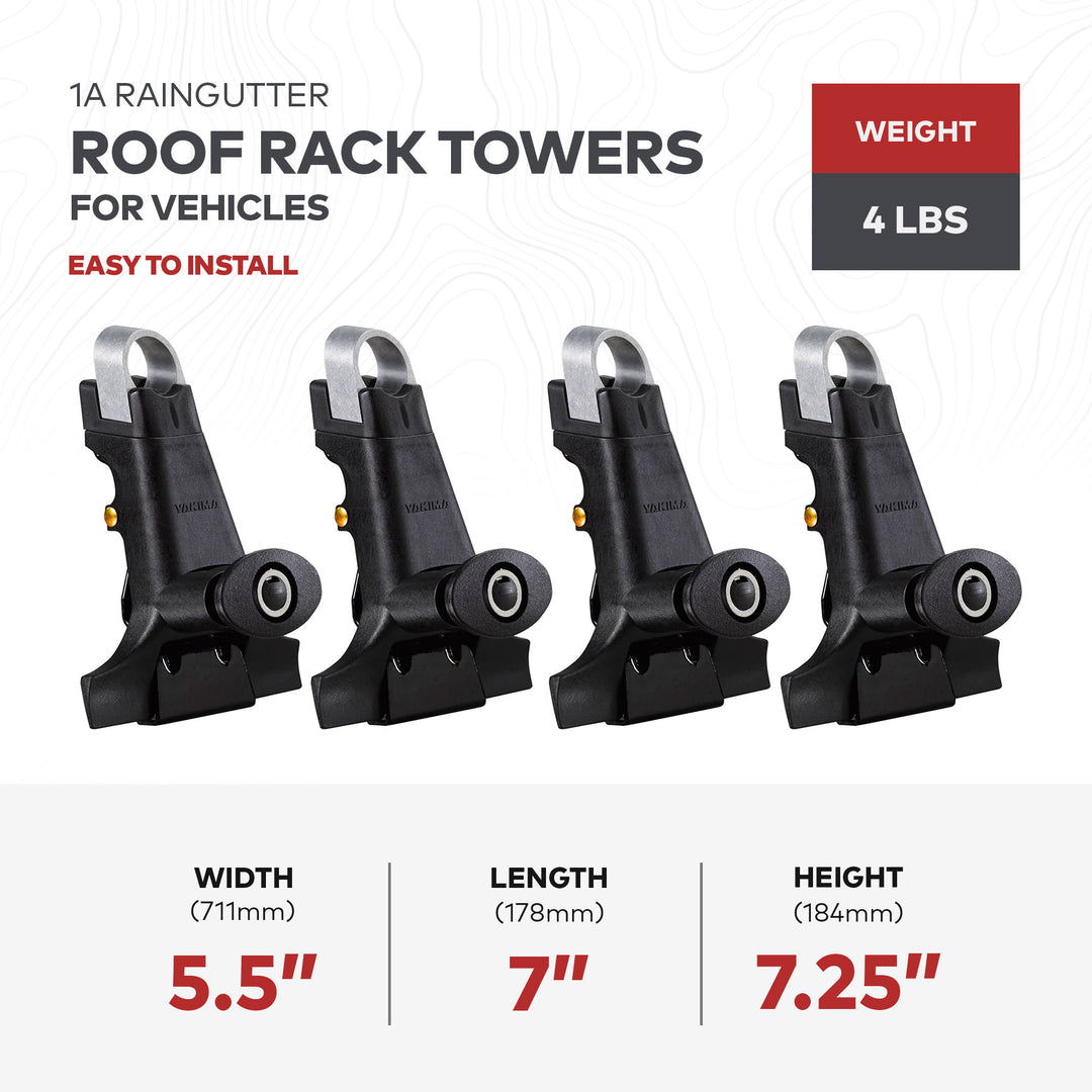 Yakima 1A Raingutter Roof Rack Towers for Vehicles, Compatible w/Yakima Roundbar