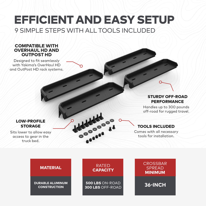 YAKIMA Truck Bed Track HD Kit for OverHaul HD & OutPost HD (2Pc), Black (Used)