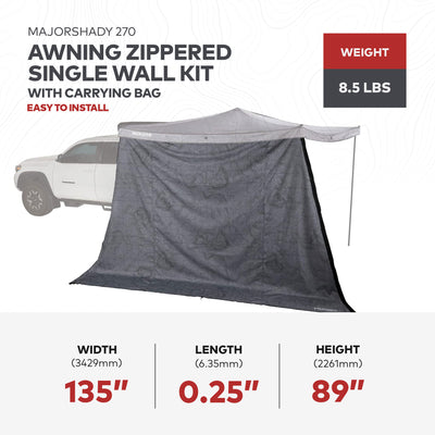 Yakima MajorShady 270 Awning Zippered Single Wall Kit w/Carrying Bag, Gray(Used) - VMInnovations
