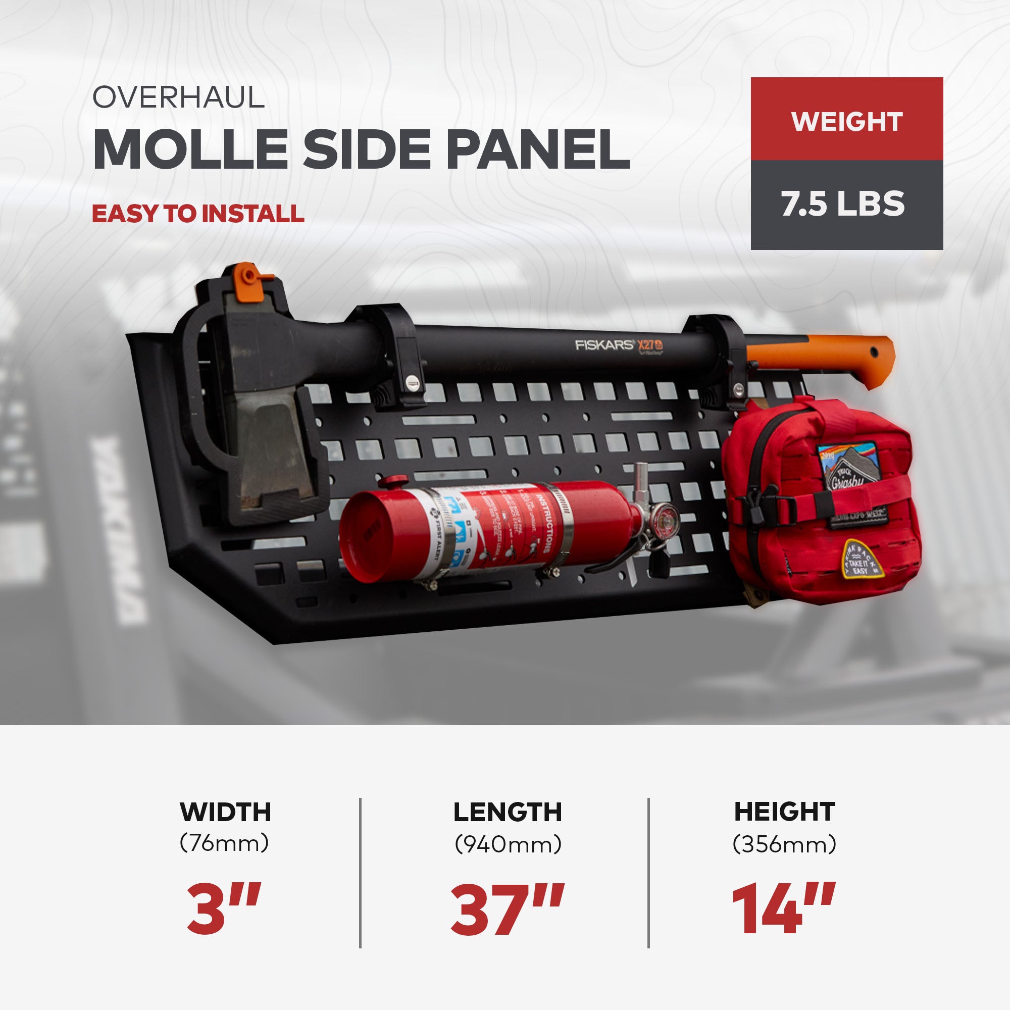 Yakima Short Powder Coated Aluminum Molle Side Panel for OverHaul HD (Open Box) - VMInnovations