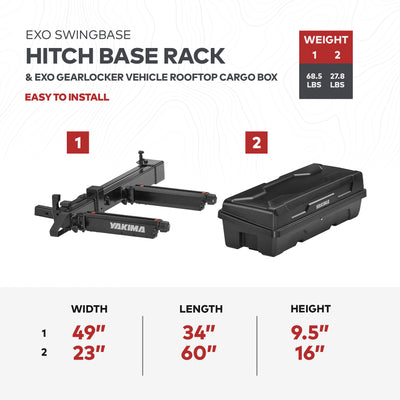 Yakima EXO SwingBase Hitch Base Rack & EXO GearLocker Vehicle Rooftop Cargo Box