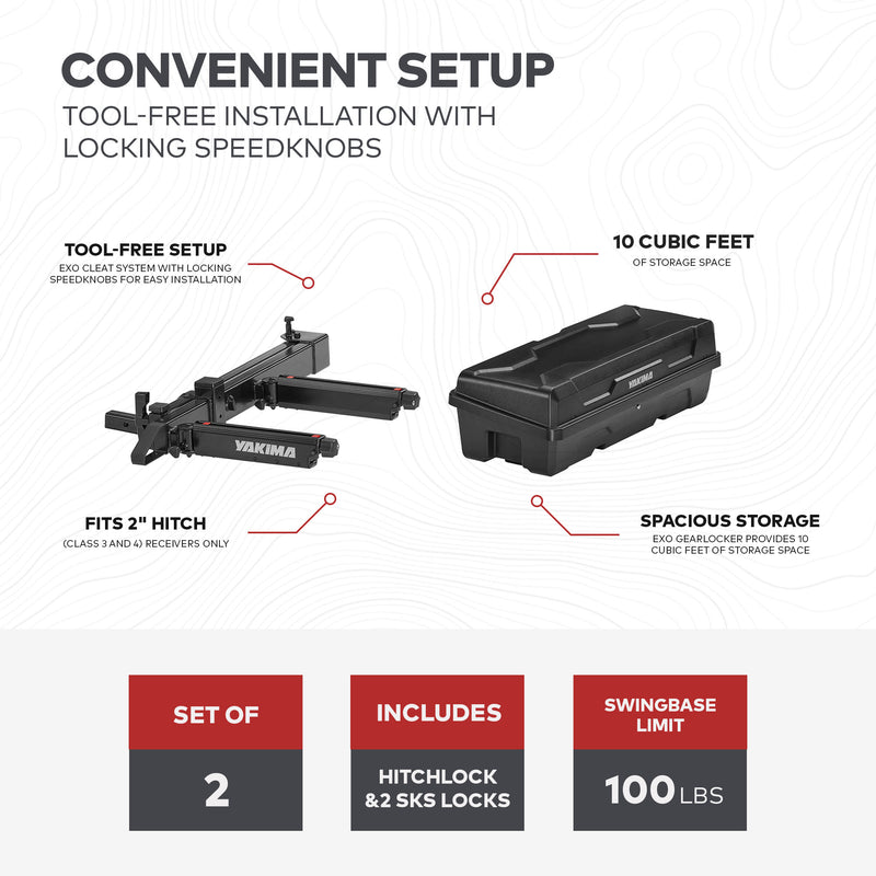 Yakima EXO SwingBase Hitch Base Rack & EXO GearLocker Vehicle Rooftop Cargo Box
