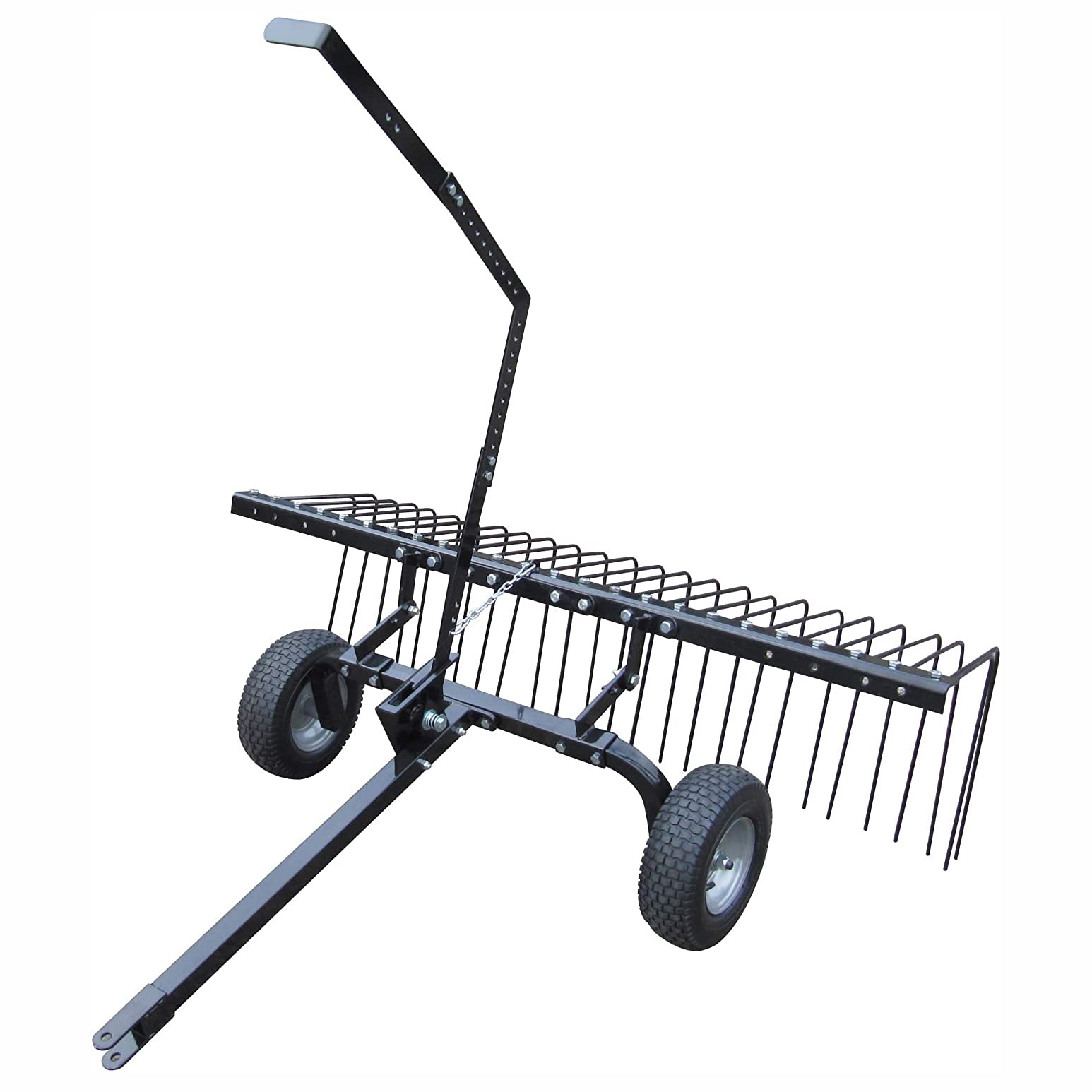 Yard Tuff 72" Pine Straw ATV Tow Behind Steel Landscape Rake w/Wheels & Handle - VMInnovations