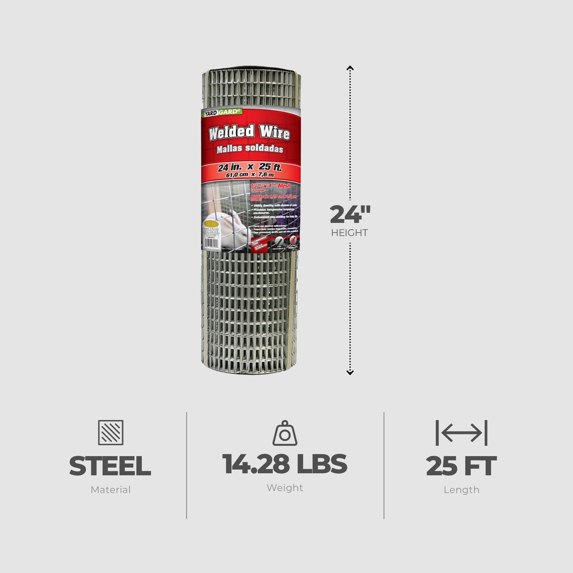 YardGard 14 Gauge Galvanized Welded Wire Fence for Lawn & Plant Care (Open Box) - VMInnovations
